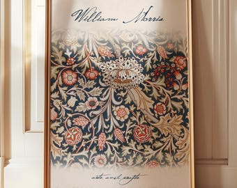 William Morris Floral Art Print - Dark Red Trent Pattern