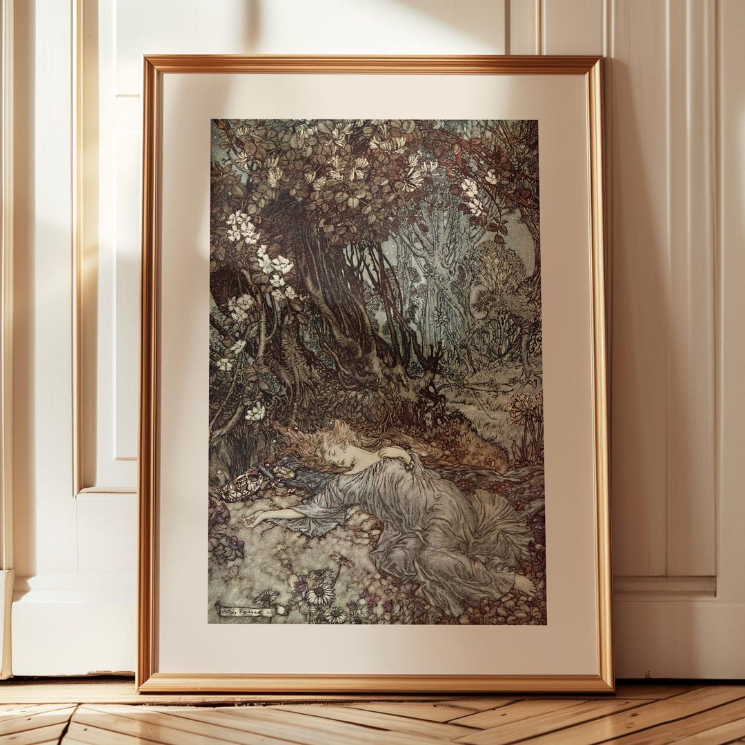 Titania Lying Asleep, Arthur Rackham Print, William Shakespeare Print ...