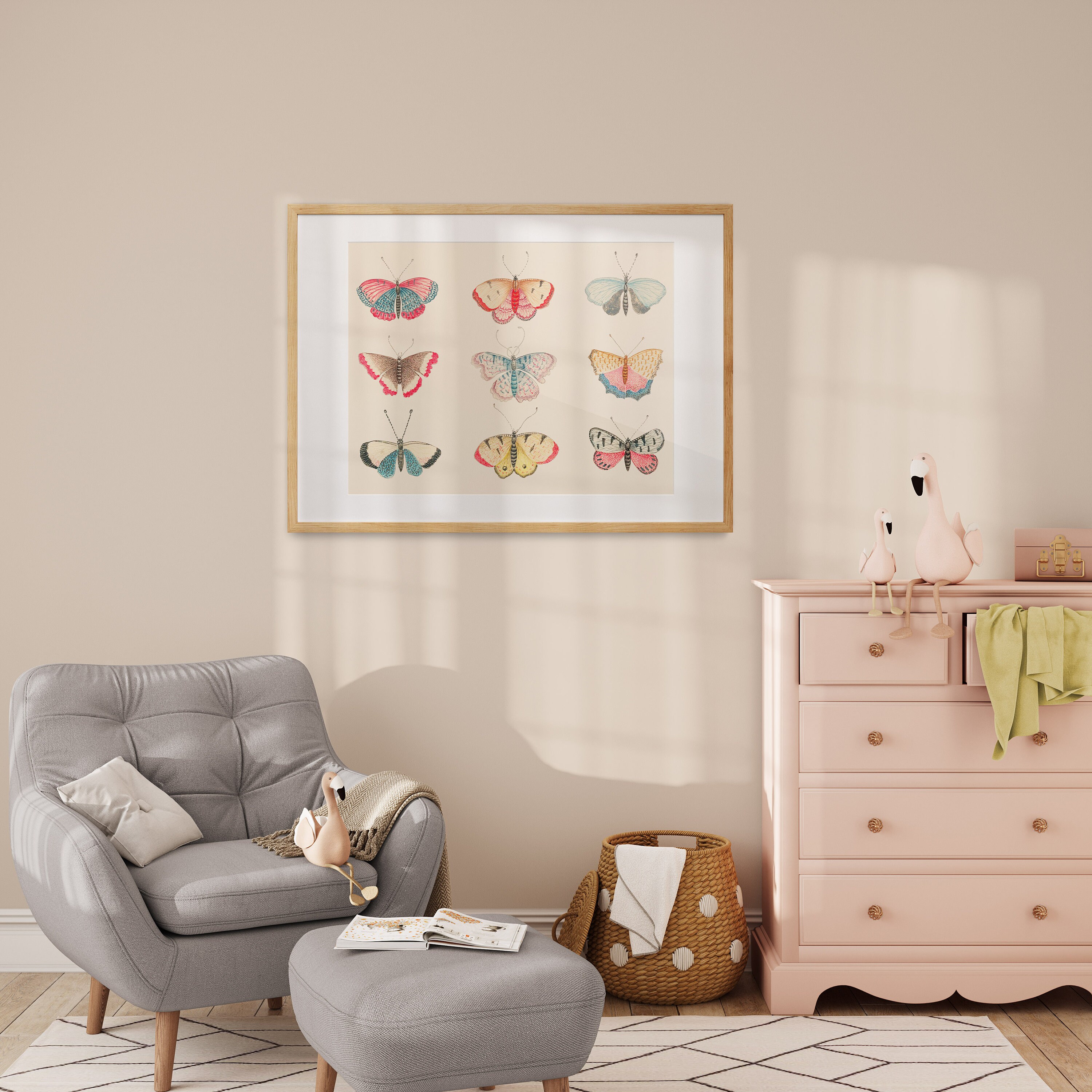 Vintage Butterfly Art Print, Cottagecore Poster, 18x24 Art Print Danish ...
