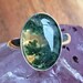 Green Moss Agate Ring. 925 Sterling Silver. Adjustable Ring. Women's Handmade Jewellery.Made In Britain. Gift For Her. 14x10mm Oval Ring. 