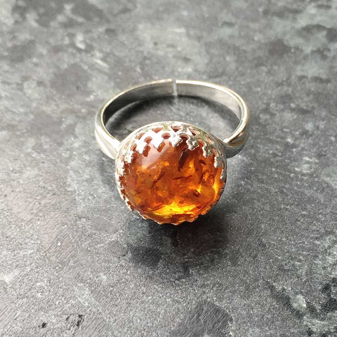 Amber Ring Genuine Amber Ring Amber Jewellery Adjustable Ring - Etsy UK