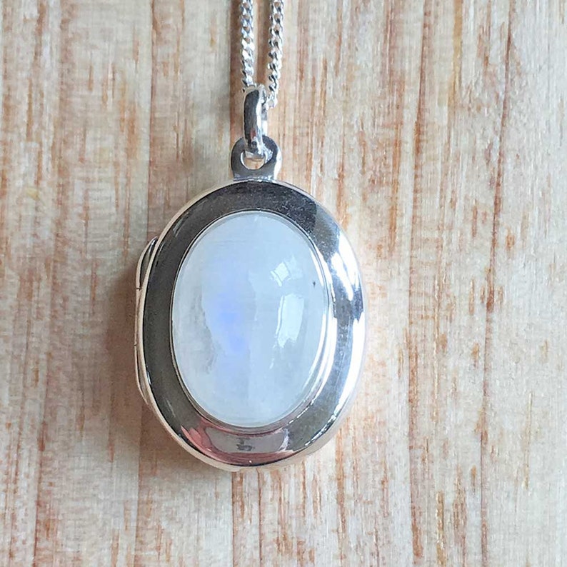 Moonstone Locket Sterling Silver Womens Locket Photo Locket Etsy