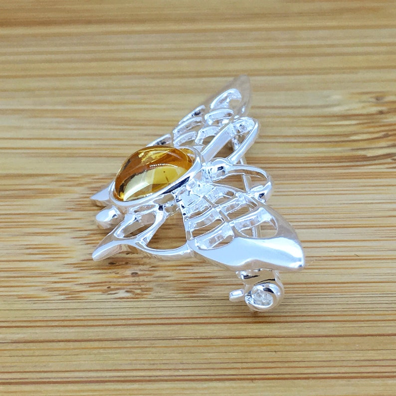 Citrine Brooch Sterling Silver Womens Brooch Citrine Jewellery Womens Jewellery Natural Citrine 925 Silver Handmade Jewellery Gift For Her