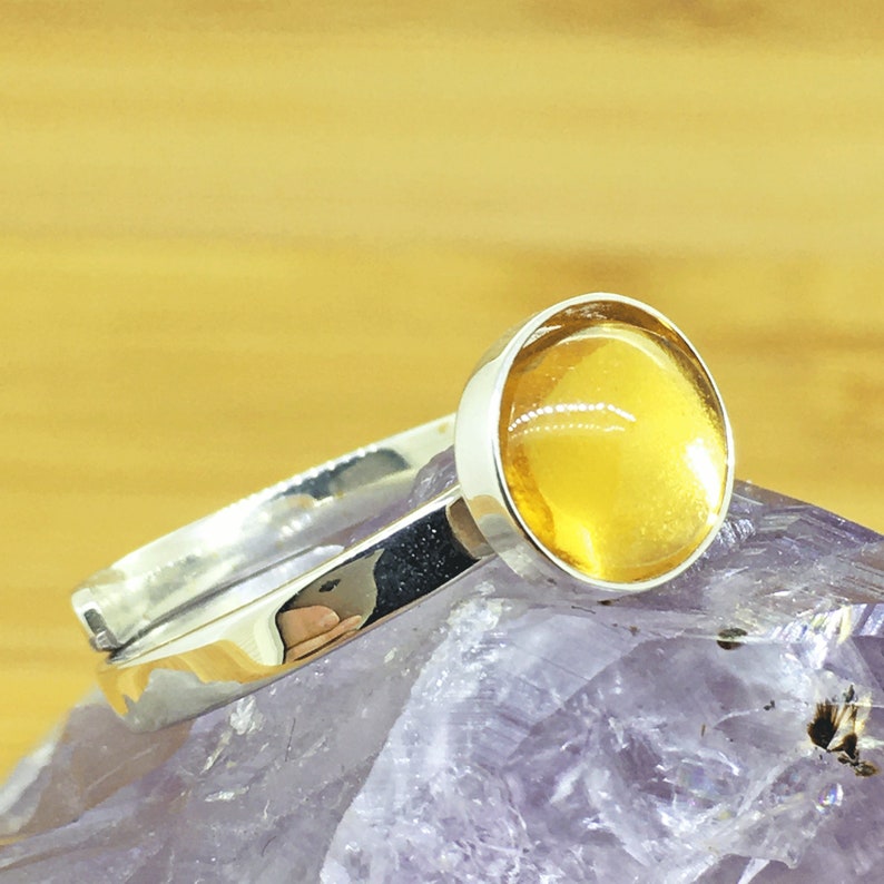 Citrine 925 Sterling Silver Adjustable Ring Women/'s Gemstone Jewellery Plain and Simple Minimalist Yellow Citrine Ring UK Seller For Her