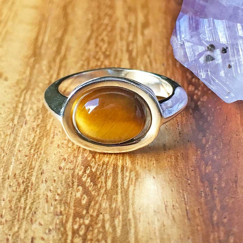Tiger Eye Ring Sterling Silver Ring Tiger Eye Jewellery Gemstone Ring Womens Ring Womens Jewellery minimalist Jewellery Handmade Ring TSR109