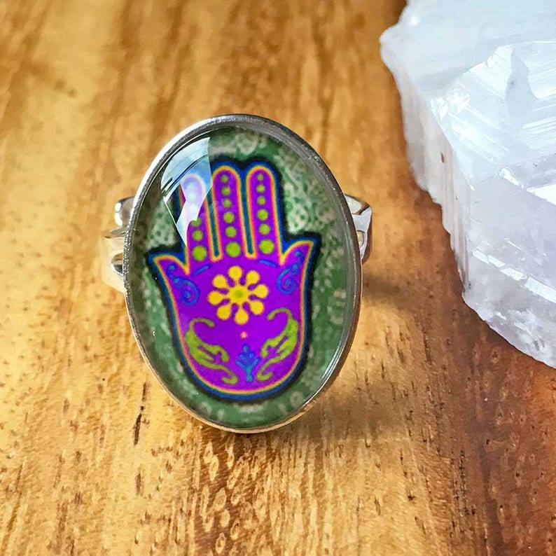 Hamsa Ring Evil Eye Ring Sterling Silver Ring 925 Silver Ring 925 Silver Jewellery Adjustable Ring Statement Ring Womens Ring For Her STSR44