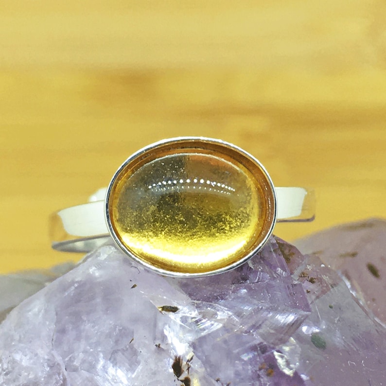 Citrine 925 Sterling Silver Adjustable Ring Women/'s Gemstone Jewellery Plain and Simple Minimalist Yellow Citrine Ring UK Seller For Her