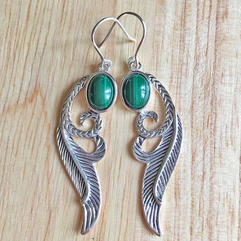 Malachite Earrings Womens Earrings Sterling Silver Drop Earrings Malachite Jewellery Gemstone Jewellery Birthday Gift Girlfriend Gift