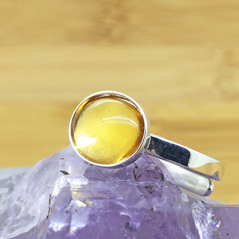 Citrine 925 Sterling Silver Adjustable Ring Women/'s Gemstone Jewellery Plain and Simple Minimalist Yellow Citrine Ring UK Seller For Her