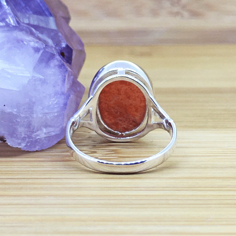 Sunstone Sterling Silver Solid Ring Ladies Ring Women Minimalist Ring Natural Orange Sunstone Genuine Crystal Non Adjustable Handmade