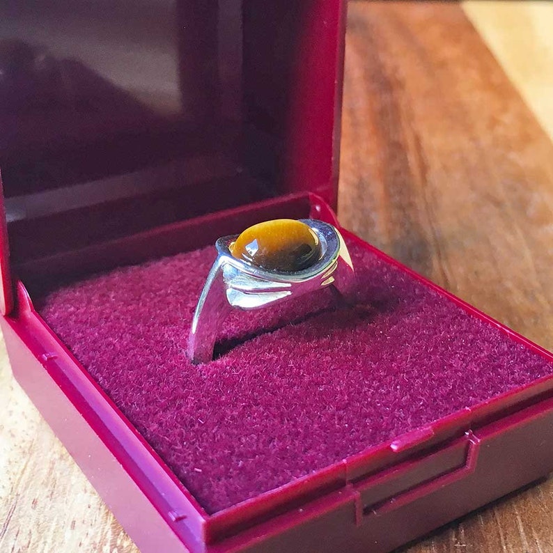 Tiger Eye Ring Sterling Silver Ring Tiger Eye Jewellery Gemstone Ring Womens Ring Womens Jewellery minimalist Jewellery Handmade Ring TSR109