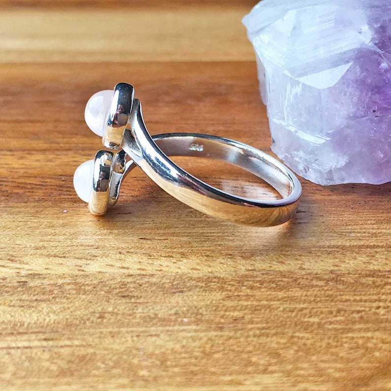 Rose Quartz Ring Adjustable Ring Sterling Silver Ring Hypoallergenic Womens Jewellery Gift For Her Handmade Jewellery Minimalist Style