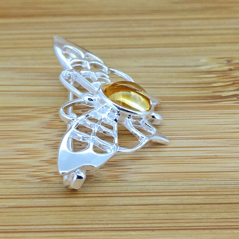 Citrine Brooch Sterling Silver Womens Brooch Citrine Jewellery Womens Jewellery Natural Citrine 925 Silver Handmade Jewellery Gift For Her