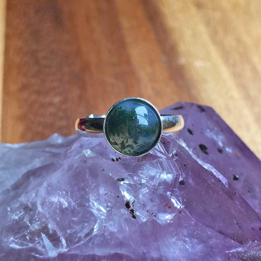 Green Moss Agate Ring Green Moss Jewellery Sterling Silver | Etsy