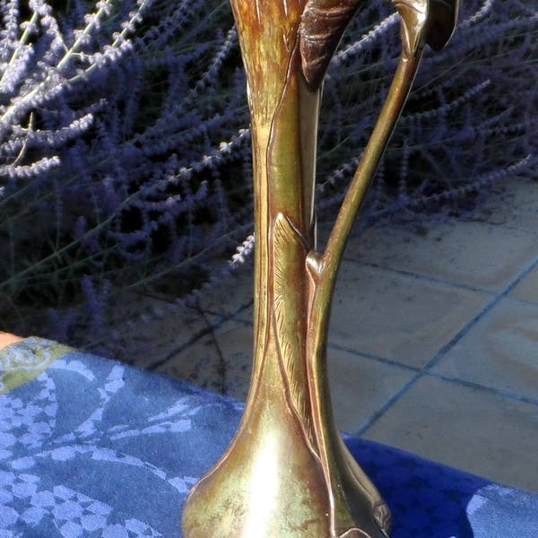 GENUINE Art Nouveau bronze vase, nature inspired, delightful, not a reproduction.