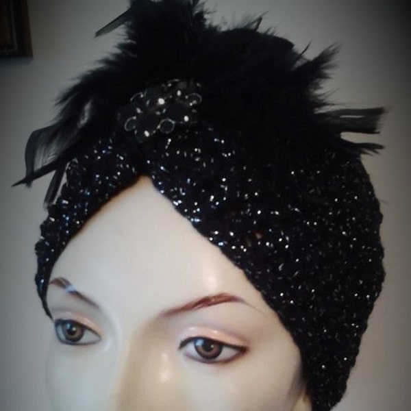 1920's hat, turban, Flapper headband, gatsby costume, 1940s style turban,sparkly turban