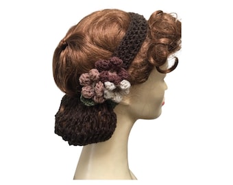 Hair snood~ chocolate Brown~ half snood~ 1940’s~ vintage style hair accessory