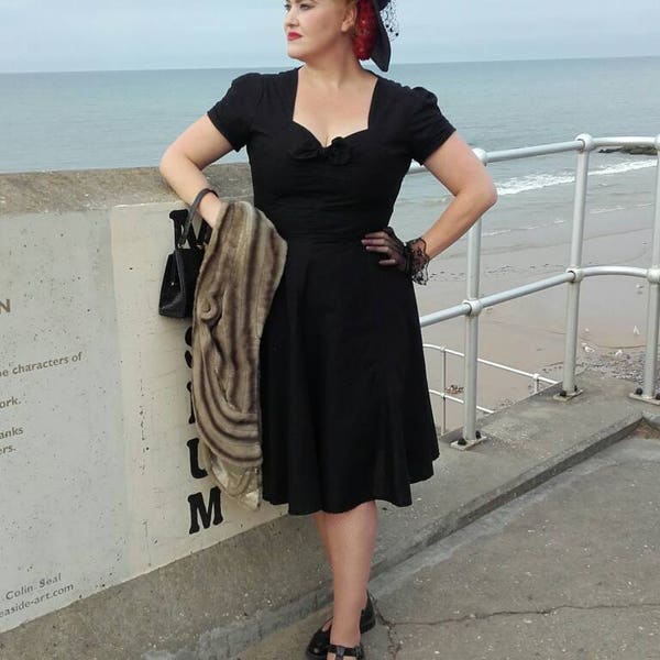 1940s dress, sizes 6-22, tea dress, dance, swing, wartime,ww2 dress, reproduction dress, vintage dress, black dress, plus size,1940s dress