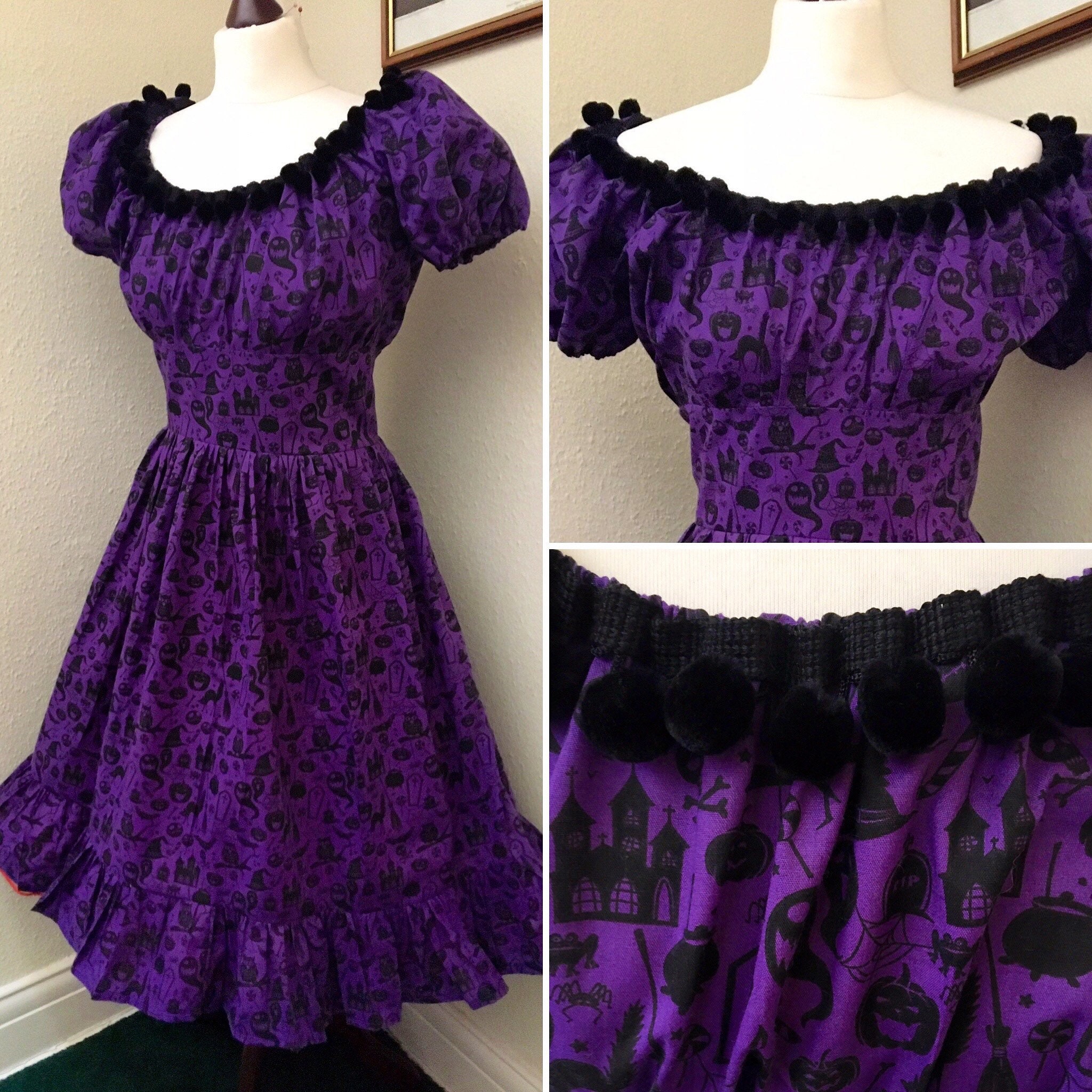 Purple 1950s Rockabilly Halloween Mexican Dress Etsy