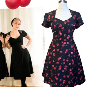 150s Cherry Dress Ladies Vintage Style Dress 1940s - Etsy