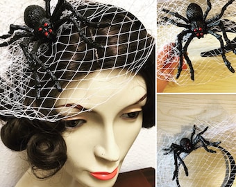 Spider headband, Gothic fascinator, gothic headpiece,Halloween costume,gothic hat, steampunk hat