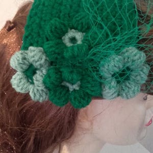 fascinator, 1940s hat, 1950s hat, half hat,emerald green hat, wedding hat,mother of bride, birdcage, crochet image 5