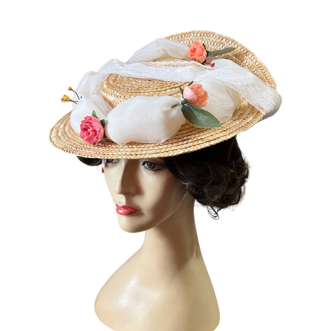 18th Century Inspired Bergere Hat Elizabeth Swann Rococo Straw Hat Etsy