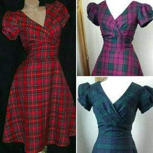 1940s dress, Tartan dress, 40s dress, sizes 6-22, tea dress, dance dress, swing dress,plaid dress,1950s dress,punk dress