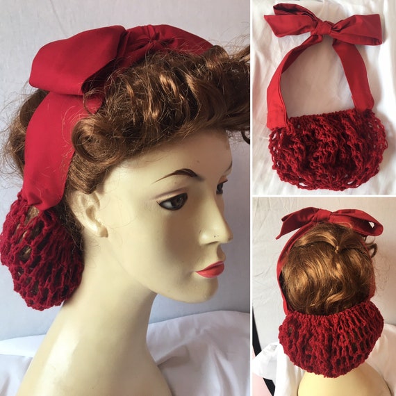 1940's Hair Snood, Tie Snood, Hair Net, Vintage Accessory