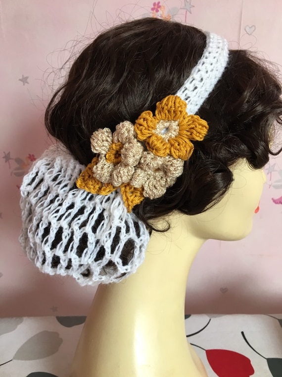 Wedding Hair Snood, 1940s Hair Net, Civil War Snood, Crochet