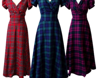 Tartan dress, Scottish dress, sizes 6-26 Highland dance dress,Maxi dress,plaid dress, plus size