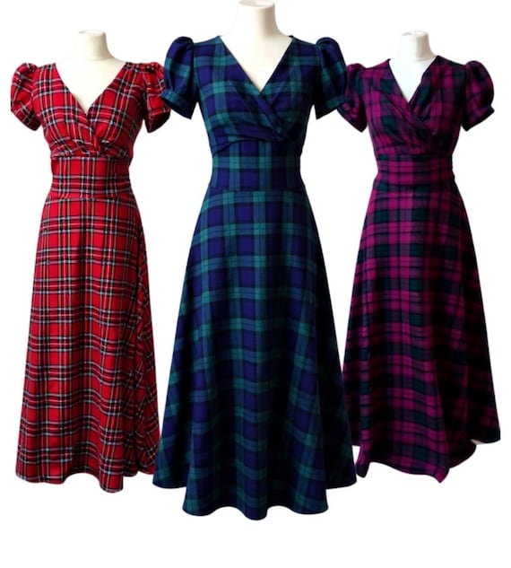 Tartan Dress, Scottish Dress, Sizes 6-26 Highland Dance Dress,maxi Dress,plaid  Dress, Plus Size