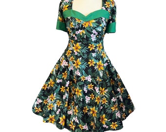 1950’s Hawaiian Tikki circle dress *READY NOW*~ Size 44” bust 38” waist