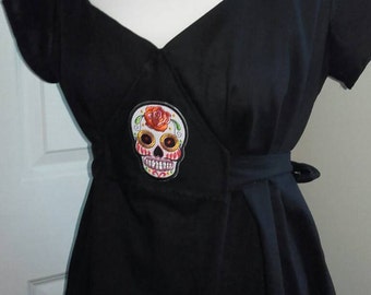 Gothic, tea dress, black, multi sizes, maternity dress,  new, sugar skull, lolita, rockabilly, 1970's