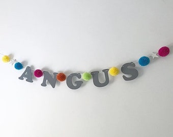 Personalised pom pom name garland