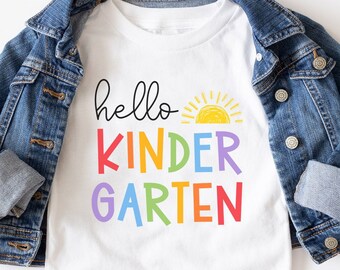 Hello Kindergarten First Day of School Shirt for Girls First Day Shirt for Kids Boys Kindergarten Shirt Back to School Tshirt