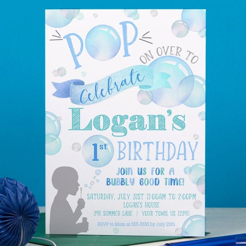 Editable Bubble Birthday Invitation Bubbles Birthday Party Etsy