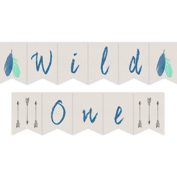 Wild One Birthday Banner Boho First Birthday Banner Tribal Banner Feathers Arrow Boho Banner Printable Banner Instant Download DIY