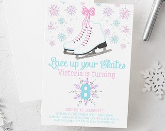 Ice Skating Invitation Ice Skate Party Birthday Invitation Winter Birthday Ice Skating Invite Printable Ice Skating Invitation Digital Girl