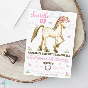 Horse Birthday Invitation Pony Invitation Horse Party Printable Invitation Cowgirl invitation Floral Horse Pony Party Horse Party Invite