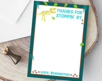 Dinosaur Fossil Thank You Card Dinosaur Birthday Thank You Card T-Rex Personalized with Name Printable Thank You Note Jurassic Dino