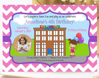 Museum Invitation Children's Museum Invitation Birthday Invitation Museum Party Invite Science Museum Printable Invitation Pink Photo