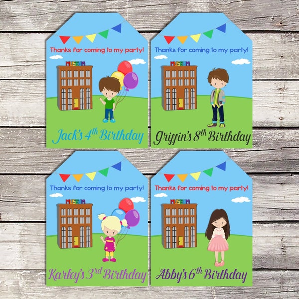 Children's Museum Favor Tags Museum Party Thank You Tags Museum Birthday Favor Tag Printable Children Museum Personalized Museum