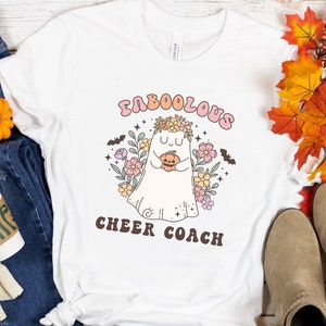 Cheer Coach Halloween Shirt Cute Retro Ghost Cheer Coach Tshirt Gift Cheer Coach Cheer Season Gift Coach Cute Halloween Next Day Shipping