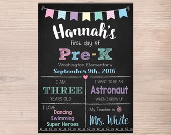 First day of School Sign Last Day of Pre-K Sign Kindergarten School Chalkboard Poster Preschool 1st Day of School Printable First Day