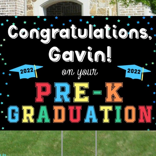 Prek Graduation Yard Sign Elementary Graduation 2022 Boy Blue Etsy