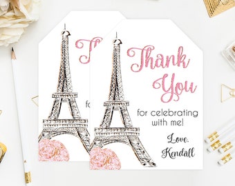 Paris birthday Flower Stickers PARIS Paris Bridal Shower Thank You Card Personalized Gift French Baby Shower Paris Greeting Cards