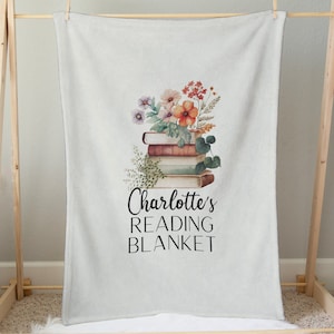 Personalized Reading Blanket Gift for Book Lover Book Blanket Reading Throw Blanket Librarian Gift Reading Minky Blanket Reading Gift