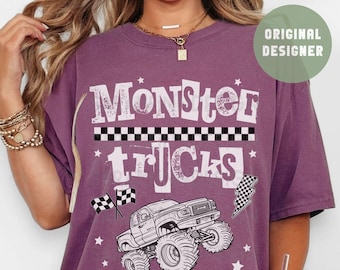 Monster Trucks Shirt Comfort Colors Tee Monster Truck Mama Tshirt Family Birthday Party Shirts Monster Truck Lover Dad Party Shirt