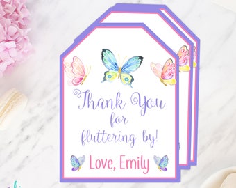 Butterfly Favor Tags Butterfly Birthday Fluttering by Party Favour Tags Printable Butterfly Baby Shower Party Thank You Tag 1st Birthday